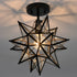 Black Moravian Star Ceiling Light Clear Glass Shade